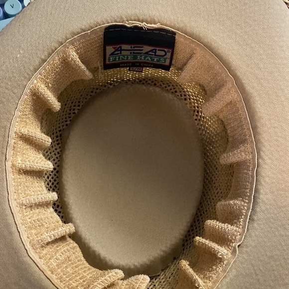 NWOT Men’s Ahead Fine Hats Sagamore Natural/Tan Gambler Straw Sun Hat Size S/M - Picture 7 of 7